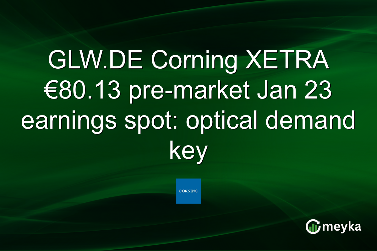 GLW.DE Corning XETRA €80.13 pre-market Jan 23 earnings spot: optical demand key