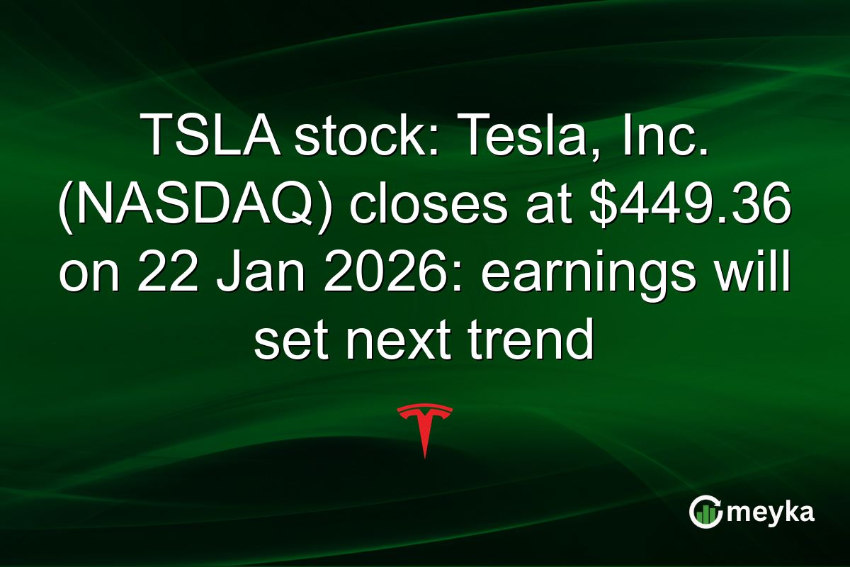 TSLA stock: Tesla, Inc. (NASDAQ) closes at $449.36 on 22 Jan 2026: earnings will set next trend
