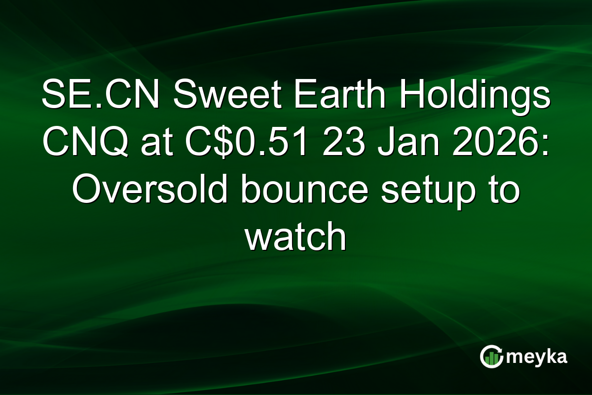 SE.CN Sweet Earth Holdings CNQ at C$0.51 23 Jan 2026: Oversold bounce setup to watch