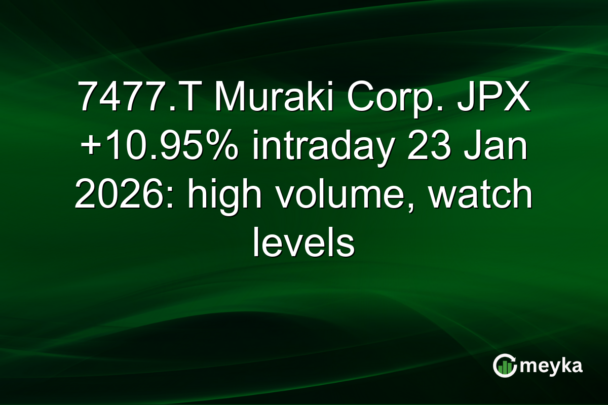 7477.T Muraki Corp. JPX +10.95% intraday 23 Jan 2026: high volume, watch levels