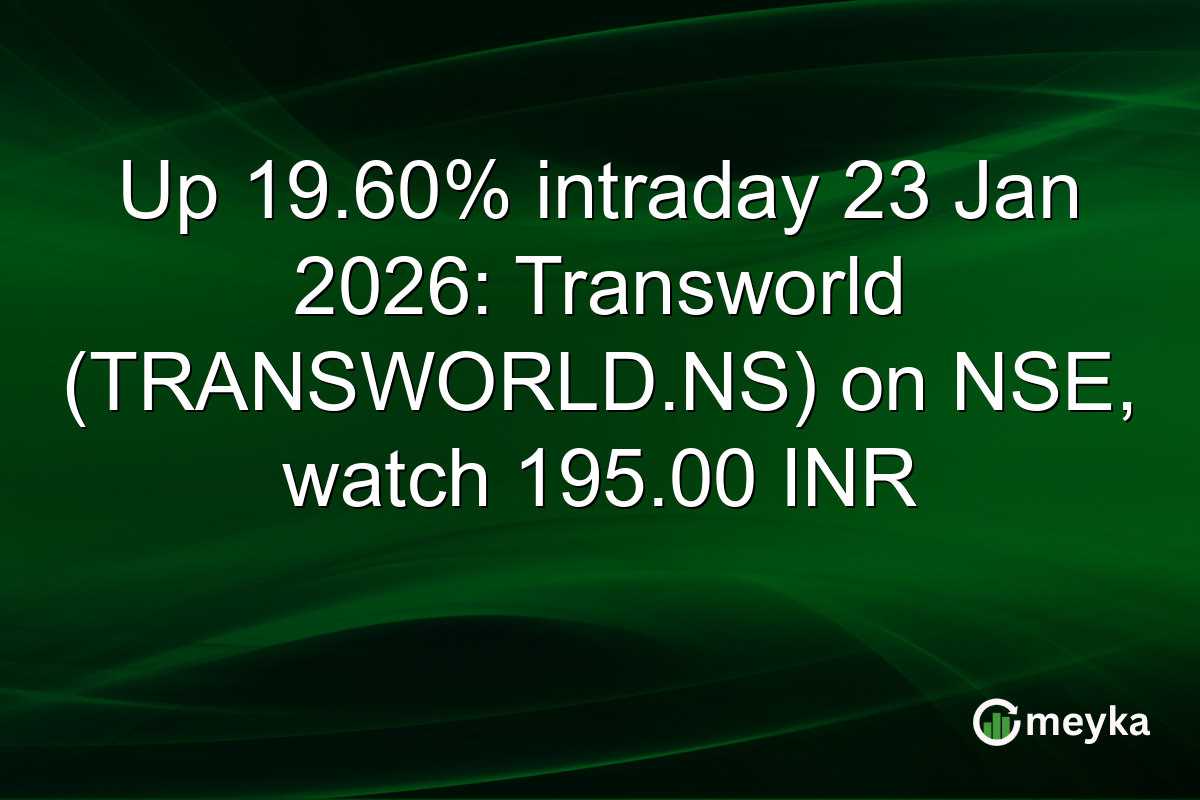 Up 19.60% intraday 23 Jan 2026: Transworld (TRANSWORLD.NS) on NSE, watch 195.00 INR