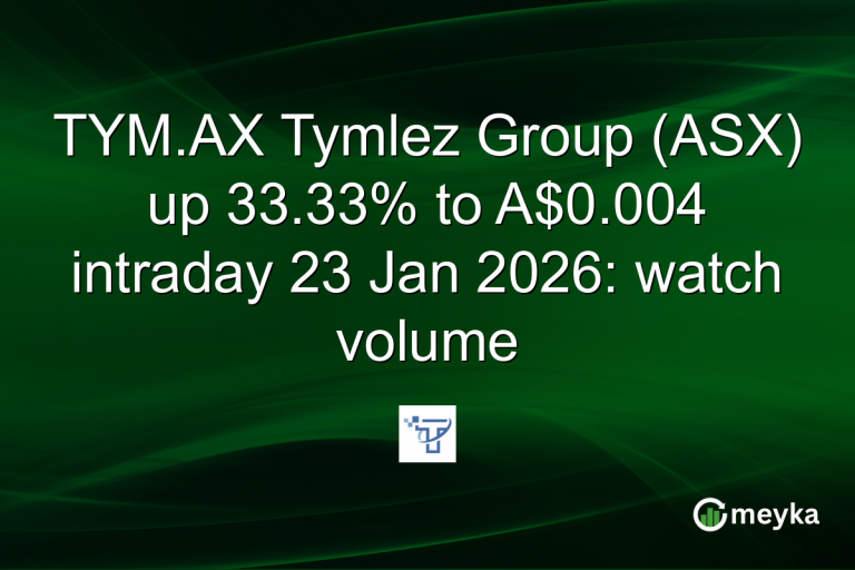TYM.AX Tymlez Group (ASX) up 33.33% to A$0.004 intraday 23 Jan 2026: watch volume