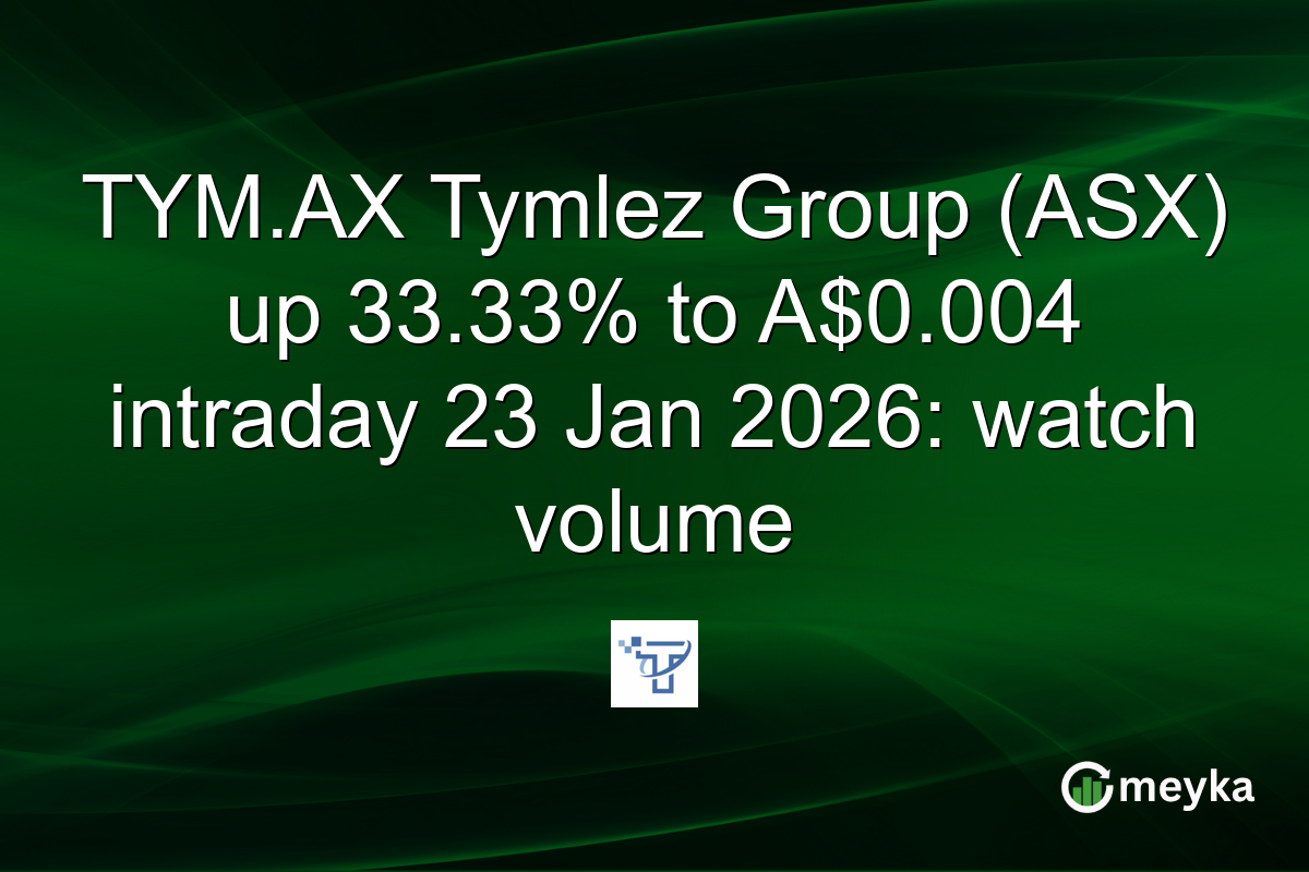 TYM.AX Tymlez Group (ASX) up 33.33% to A$0.004 intraday 23 Jan 2026: watch volume