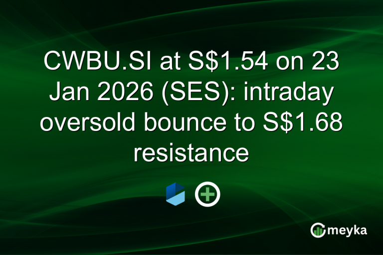 CWBU.SI at S$1.54 on 23 Jan 2026 (SES): intraday oversold bounce to S$1.68 resistance