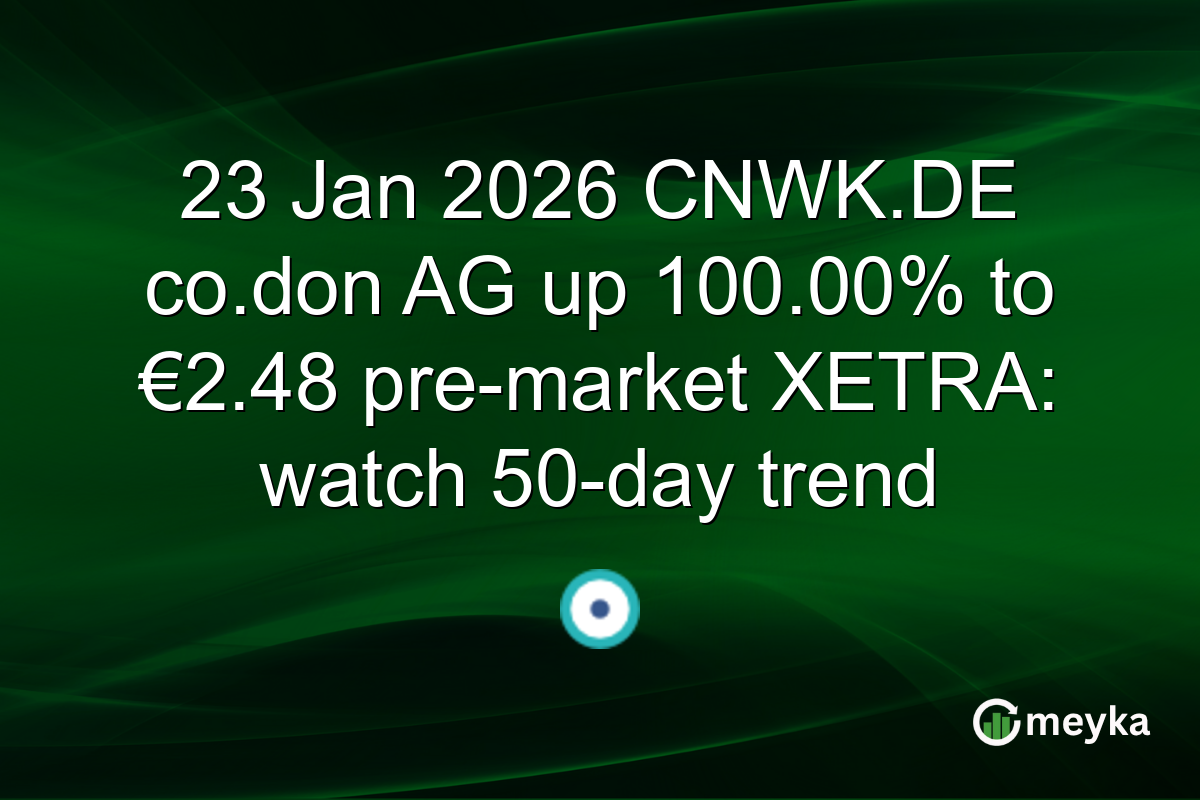 23 Jan 2026 CNWK.DE co.don AG up 100.00% to €2.48 pre-market XETRA: watch 50-day trend