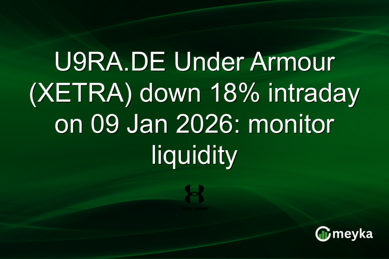 U9RA.DE Under Armour (XETRA) down 18% intraday on 09 Jan 2026: monitor liquidity