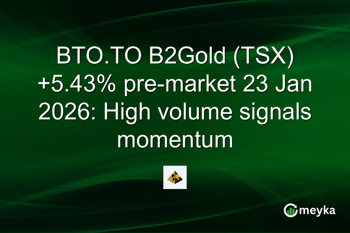 BTO.TO B2Gold (TSX) +5.43% pre-market 23 Jan 2026: High volume signals momentum