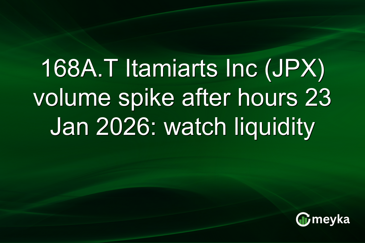 168A.T Itamiarts Inc (JPX) volume spike after hours 23 Jan 2026: watch liquidity