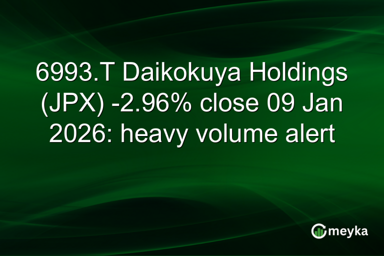 6993.T Daikokuya Holdings (JPX) -2.96% close 09 Jan 2026: heavy volume alert