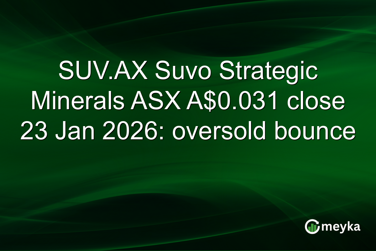 SUV.AX Suvo Strategic Minerals ASX A$0.031 close 23 Jan 2026: oversold bounce