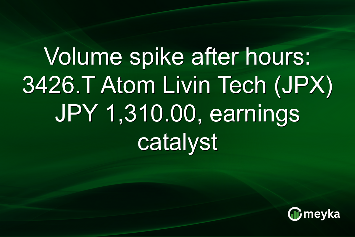 Volume spike after hours: 3426.T Atom Livin Tech (JPX) JPY 1,310.00, earnings catalyst