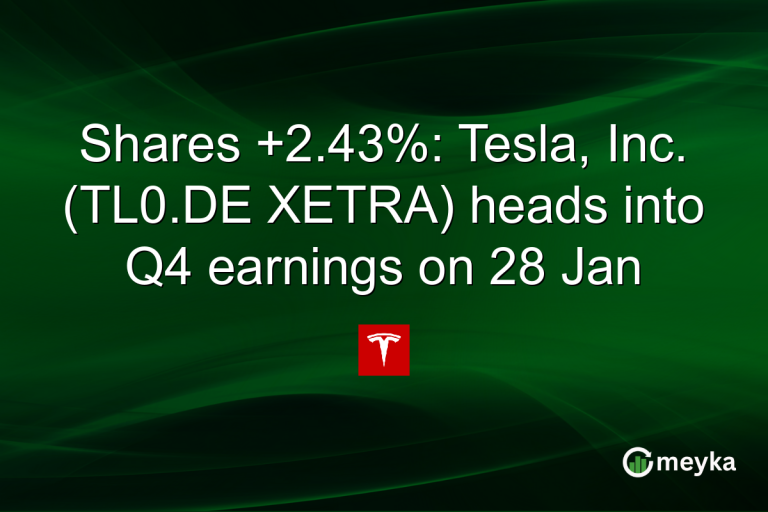 Shares +2.43%: Tesla, Inc. (TL0.DE XETRA) heads into Q4 earnings on 28 Jan