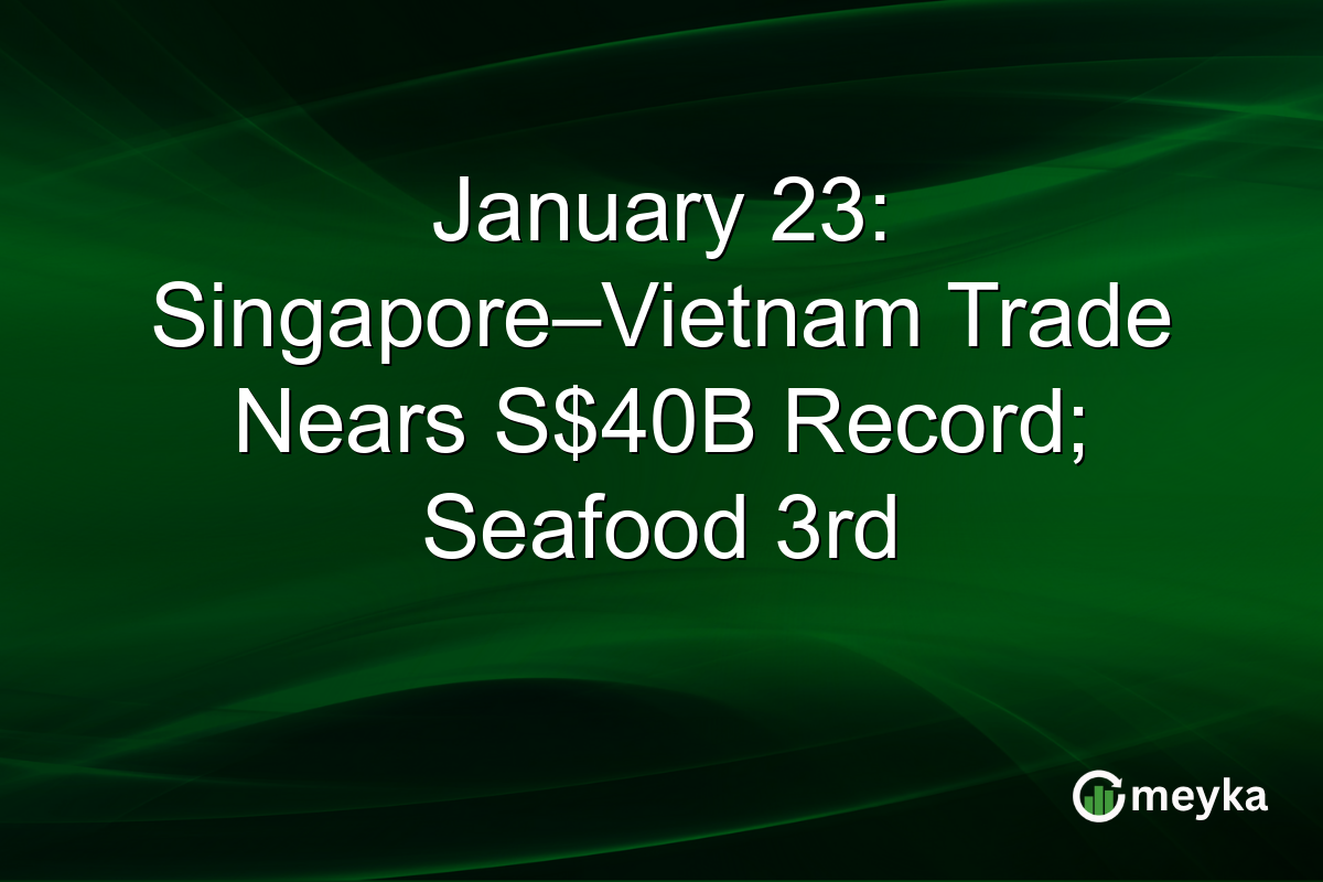 January 23: Singapore–Vietnam Trade Nears S$40B Record; Seafood 3rd