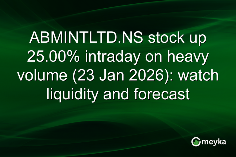 ABMINTLTD.NS stock up 25.00% intraday on heavy volume (23 Jan 2026): watch liquidity and forecast