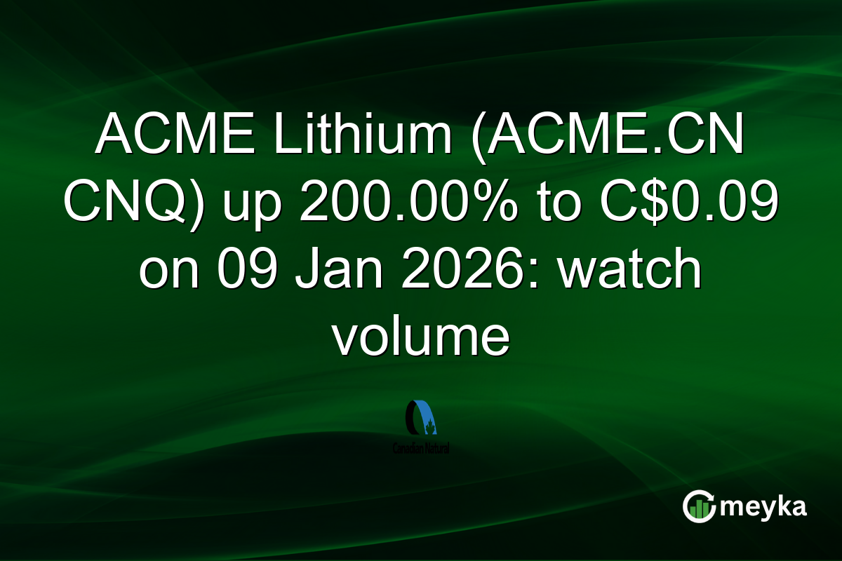 ACME Lithium (ACME.CN CNQ) up 200.00% to C$0.09 on 09 Jan 2026: watch volume