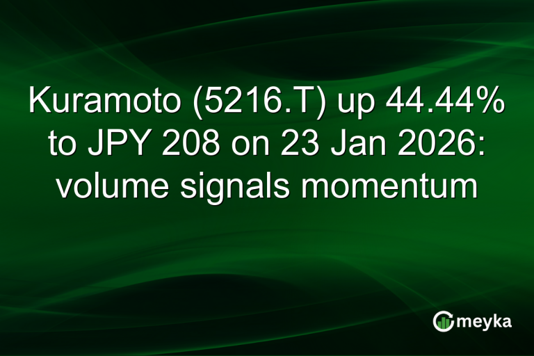 Kuramoto (5216.T) up 44.44% to JPY 208 on 23 Jan 2026: volume signals momentum