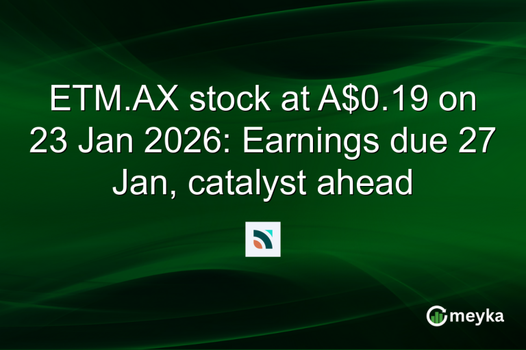 ETM.AX stock at A$0.19 on 23 Jan 2026: Earnings due 27 Jan, catalyst ahead