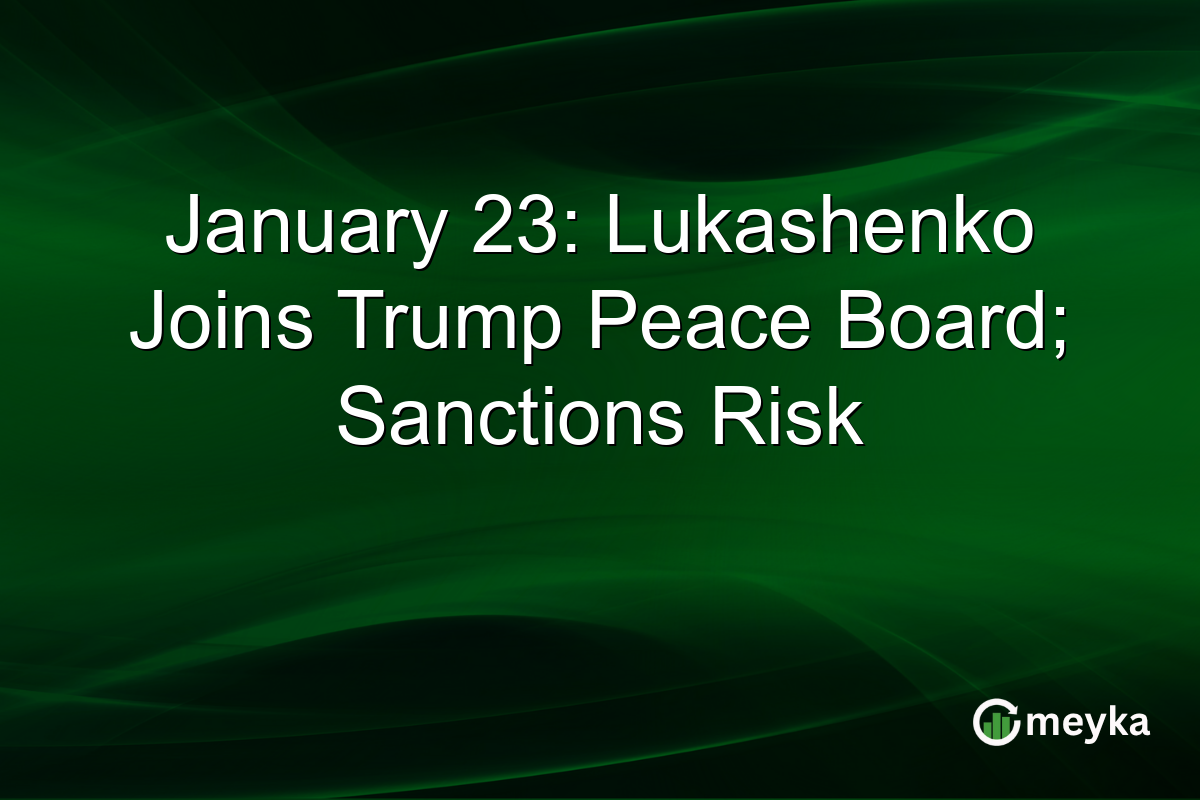 January 23: Lukashenko Joins Trump Peace Board; Sanctions Risk