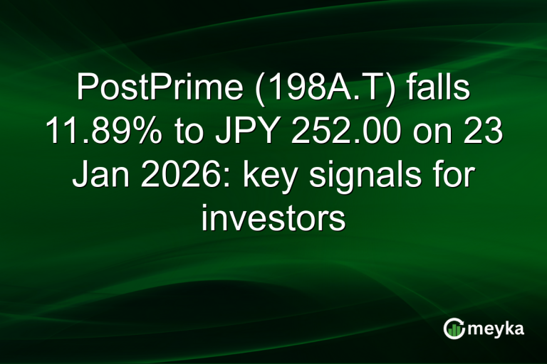 PostPrime (198A.T) falls 11.89% to JPY 252.00 on 23 Jan 2026: key signals for investors