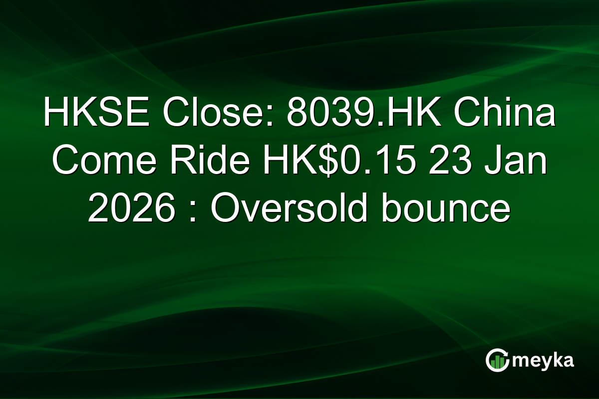 HKSE Close: 8039.HK China Come Ride HK$0.15 23 Jan 2026 : Oversold bounce