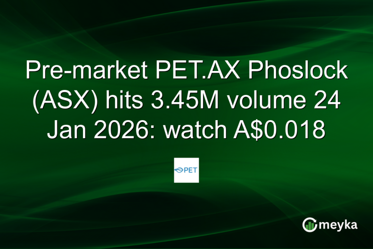 Pre-market PET.AX Phoslock (ASX) hits 3.45M volume 24 Jan 2026: watch A$0.018
