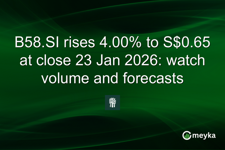 B58.SI rises 4.00% to S$0.65 at close 23 Jan 2026: watch volume and forecasts