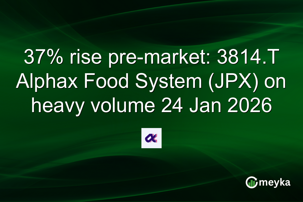 37% rise pre-market: 3814.T Alphax Food System (JPX) on heavy volume 24 Jan 2026
