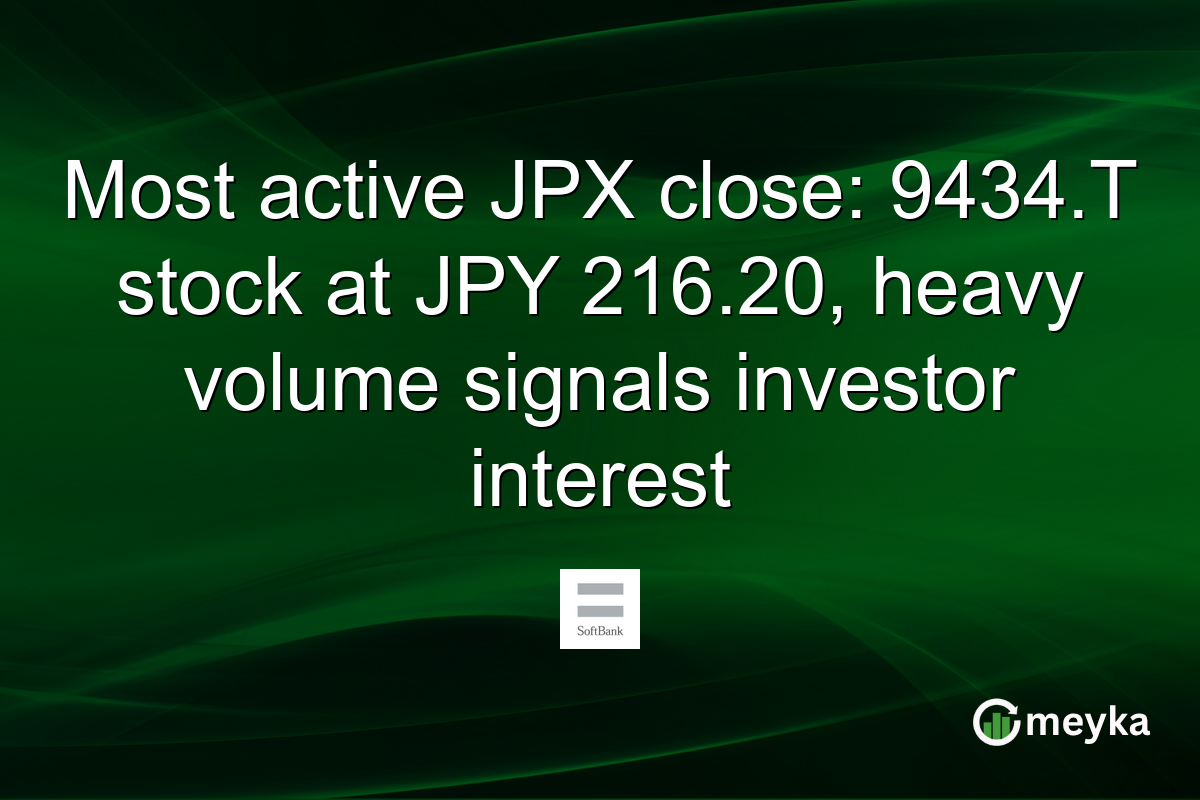 Most active JPX close: 9434.T stock at JPY 216.20, heavy volume signals investor interest