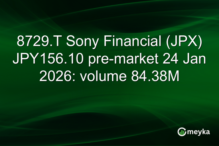 8729.T Sony Financial (JPX) JPY156.10 pre-market 24 Jan 2026: volume 84.38M
