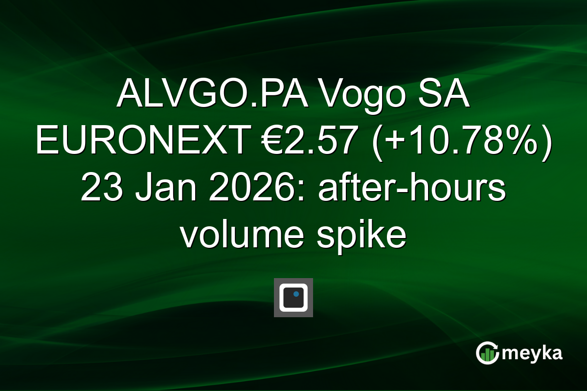 ALVGO.PA Vogo SA EURONEXT €2.57 (+10.78%) 23 Jan 2026: after-hours volume spike