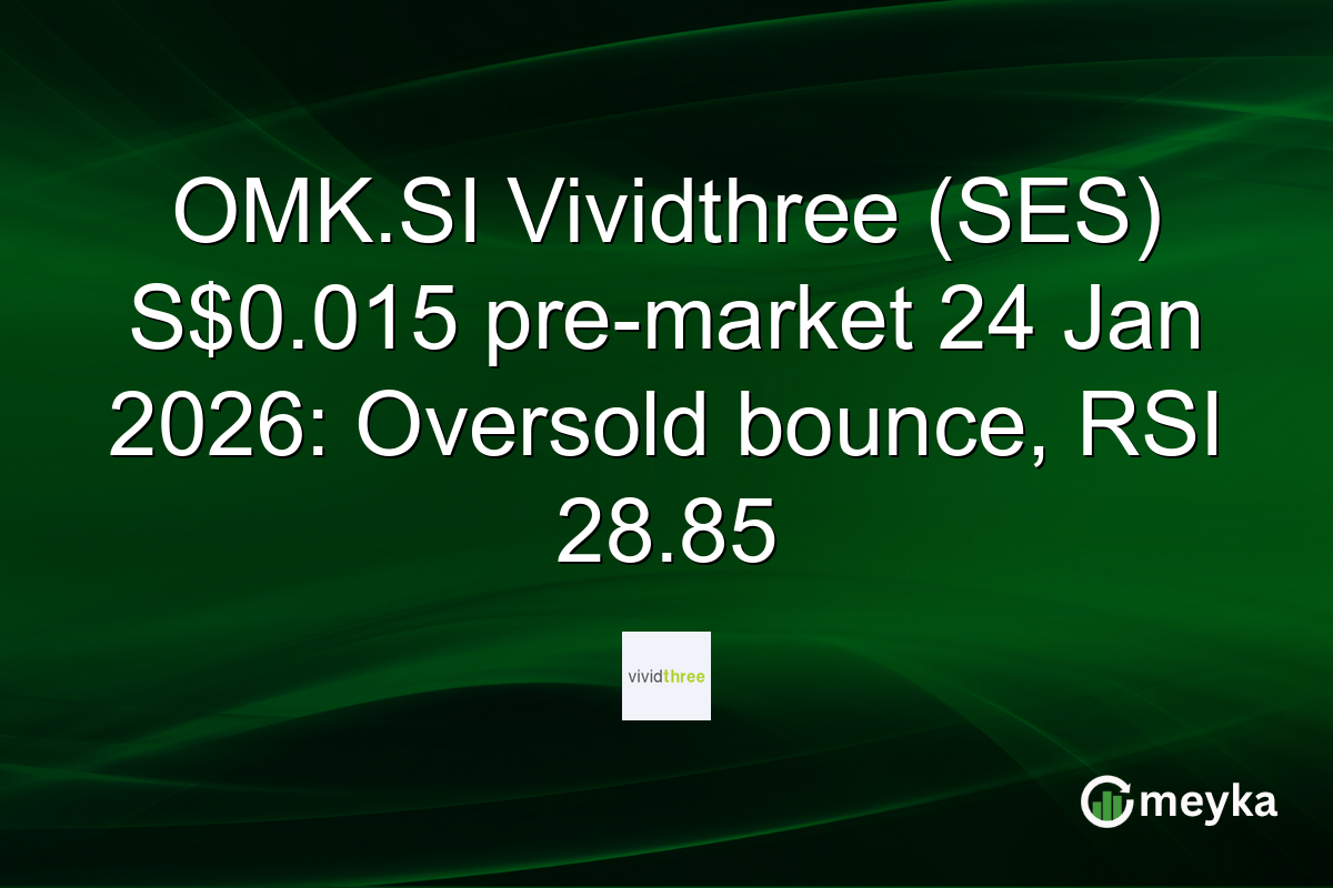 OMK.SI Vividthree (SES) S$0.015 pre-market 24 Jan 2026: Oversold bounce, RSI 28.85
