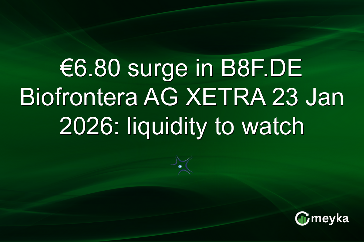 €6.80 surge in B8F.DE Biofrontera AG XETRA 23 Jan 2026: liquidity to watch