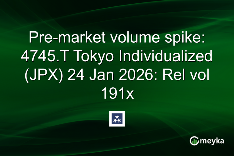 Pre-market volume spike: 4745.T Tokyo Individualized (JPX) 24 Jan 2026: Rel vol 191x