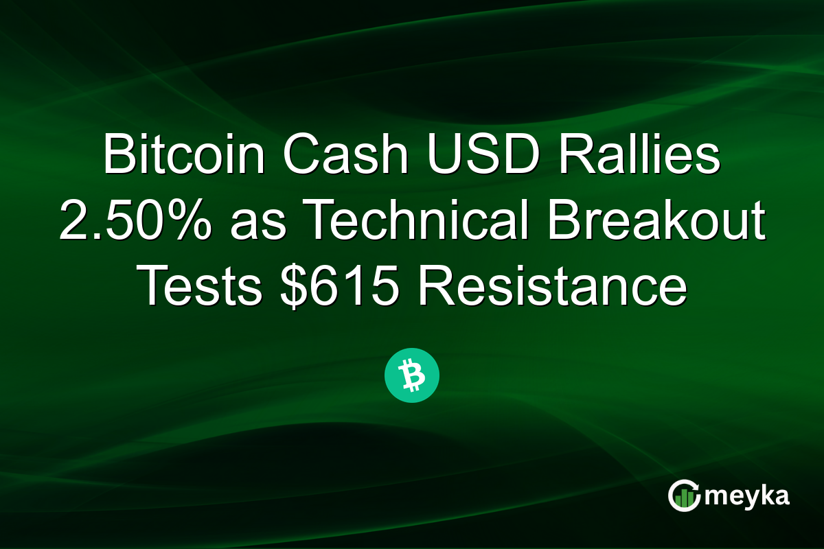 Bitcoin Cash USD Rallies 2.50% as Technical Breakout Tests $615 Resistance