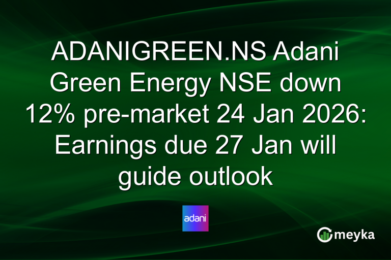 ADANIGREEN.NS Adani Green Energy NSE down 12% pre-market 24 Jan 2026: Earnings due 27 Jan will guide outlook