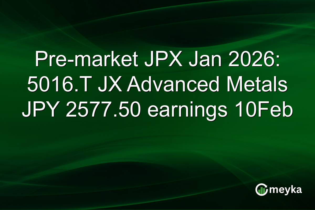 Pre-market JPX Jan 2026: 5016.T JX Advanced Metals JPY 2577.50 earnings 10Feb