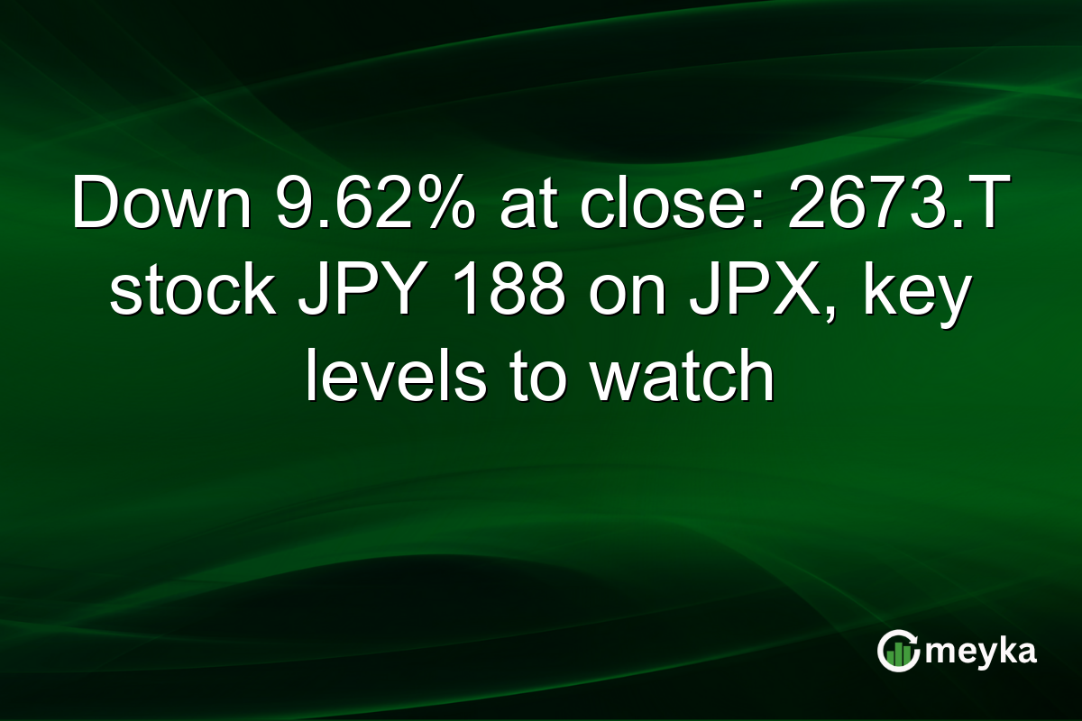 Down 9.62% at close: 2673.T stock JPY 188 on JPX, key levels to watch