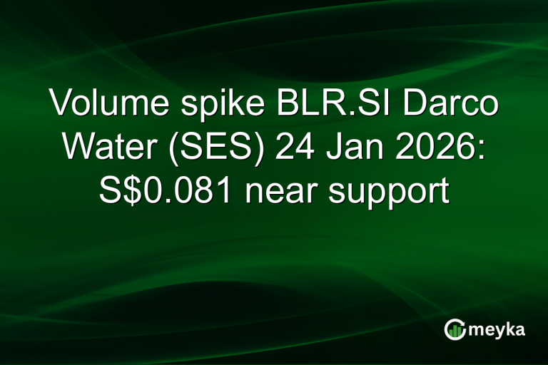 Volume spike BLR.SI Darco Water (SES) 24 Jan 2026: S$0.081 near support
