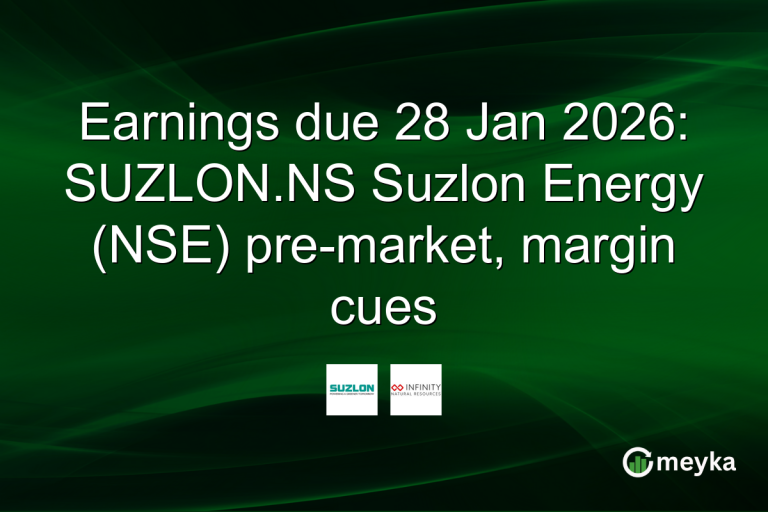 Earnings due 28 Jan 2026: SUZLON.NS Suzlon Energy (NSE) pre-market, margin cues
