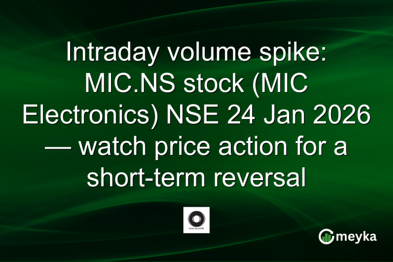 Intraday volume spike: MIC.NS stock (MIC Electronics) NSE 24 Jan 2026 — watch price action for a short-term reversal