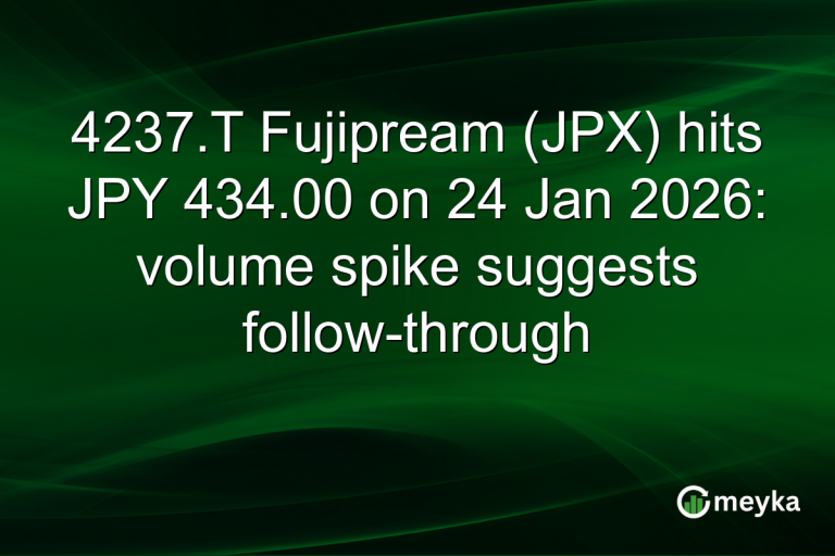 4237.T Fujipream (JPX) hits JPY 434.00 on 24 Jan 2026: volume spike suggests follow-through