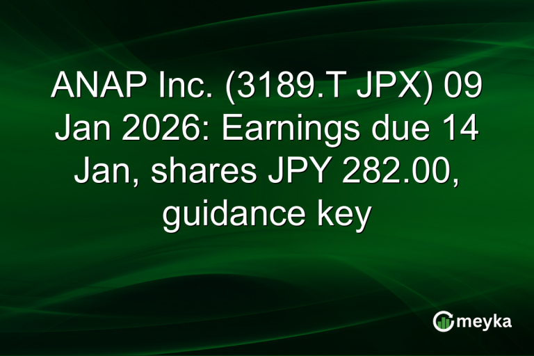 ANAP Inc. (3189.T JPX) 09 Jan 2026: Earnings due 14 Jan, shares JPY 282.00, guidance key