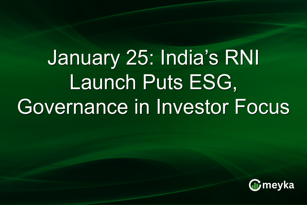 January 25: India’s RNI Launch Puts ESG, Governance in Investor Focus