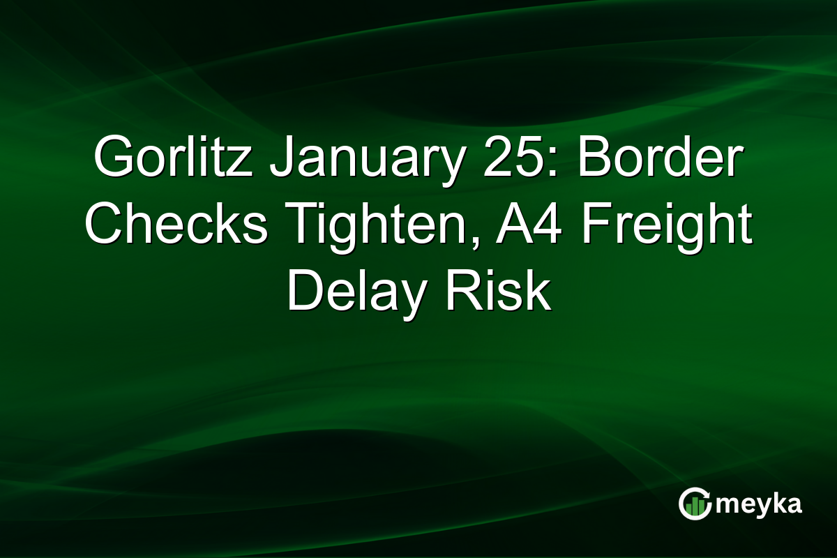 Gorlitz January 25: Border Checks Tighten, A4 Freight Delay Risk