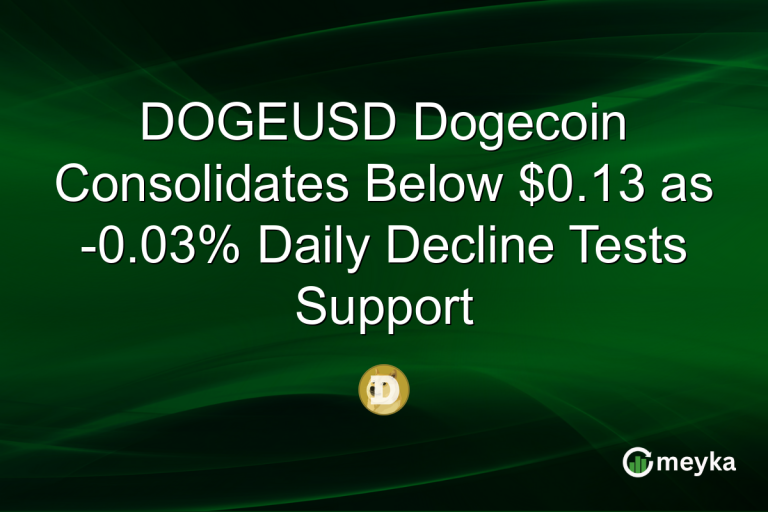 DOGEUSD Dogecoin Consolidates Below $0.13 as -0.03% Daily Decline Tests Support