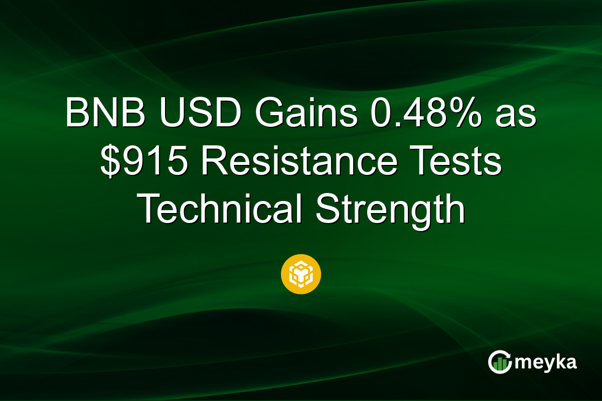 BNB USD Gains 0.48% as $915 Resistance Tests Technical Strength