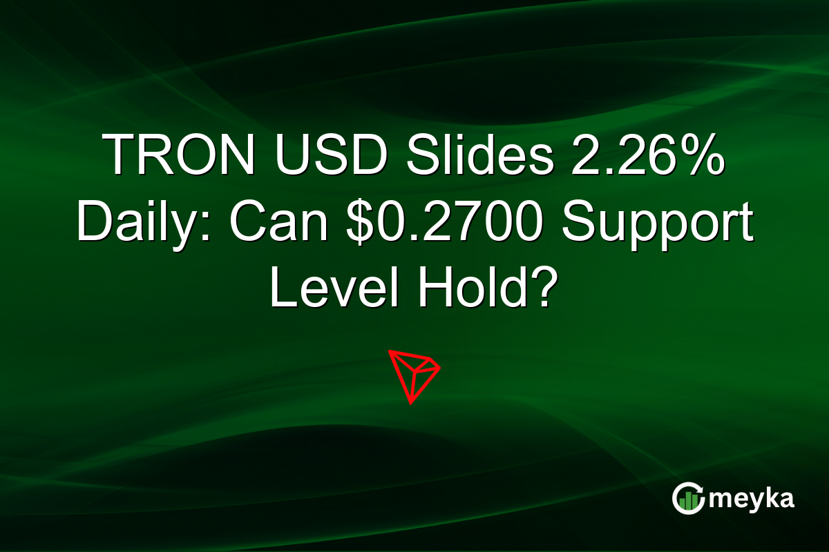 TRON USD Slides 2.26% Daily: Can $0.2700 Support Level Hold?