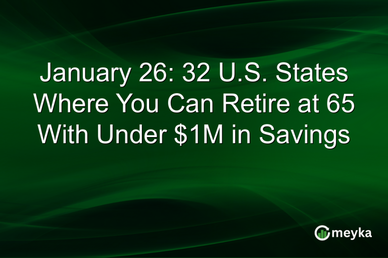 January 26: 32 U.S. States Where You Can Retire at 65 With Under $1M in Savings