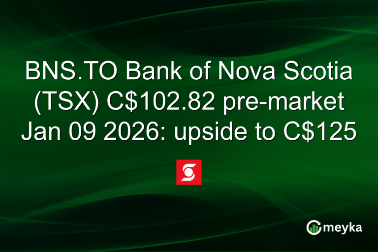 BNS.TO Bank of Nova Scotia (TSX) C$102.82 pre-market Jan 09 2026: upside to C$125