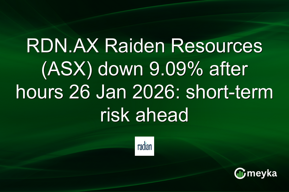 RDN.AX Raiden Resources (ASX) down 9.09% after hours 26 Jan 2026: short-term risk ahead